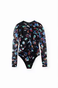 Desigual body damskie kolor czarny - Bluzki damskie - miniaturka - grafika 1