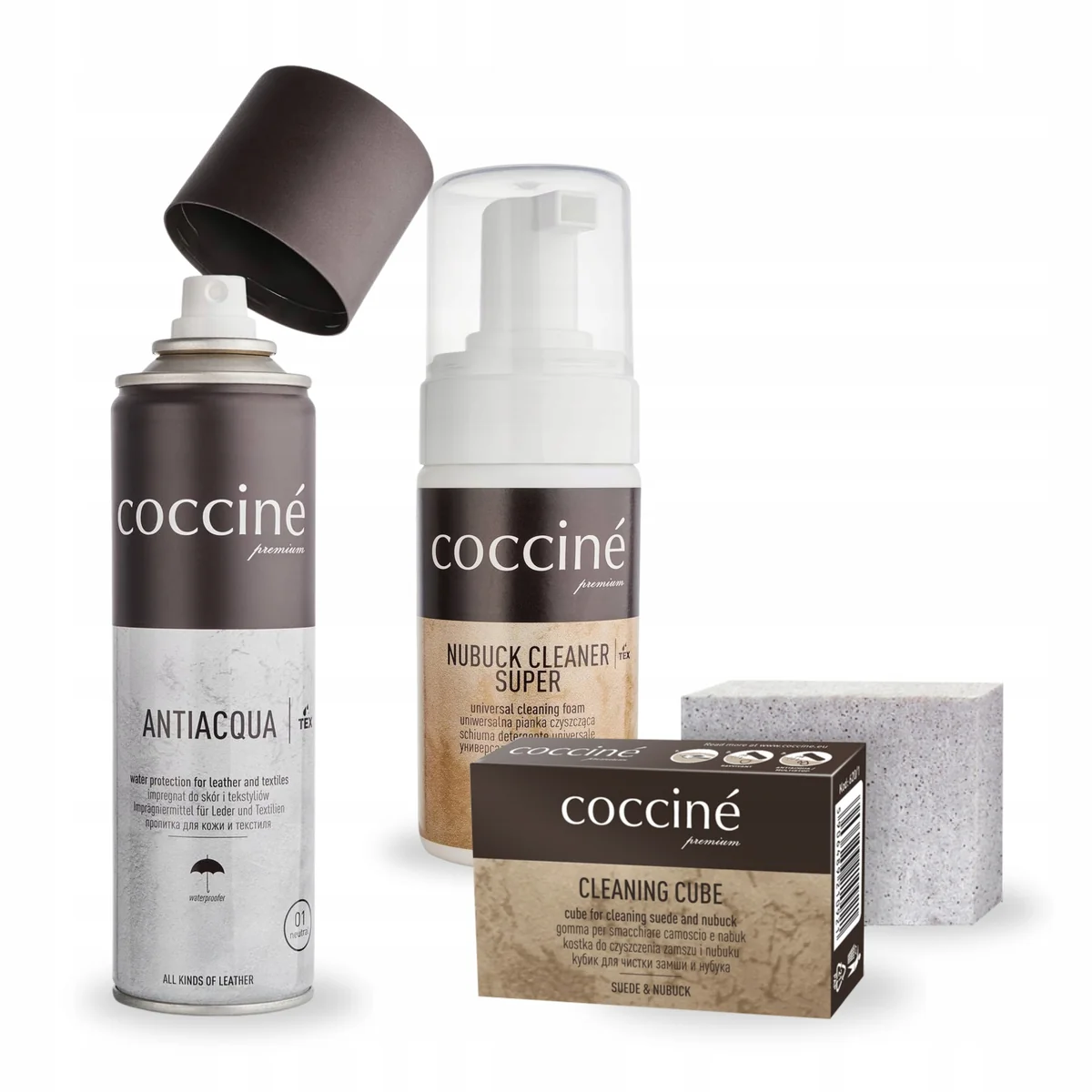 Gumka i Pianka do Czyszczenia Butów z Impregnatem 150 ml Coccine Zestaw 3w1
