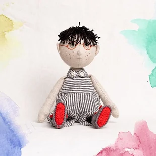 Lalka Oskar Lniany chłopak w pasiastym ubranku - Lalki dla dziewczynek - miniaturka - grafika 1