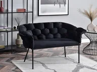 Sofy i kanapy - Komfortowa Sofka Tapicerowana Miękkim Welurem Pilo Czarny-Czarny - miniaturka - grafika 1