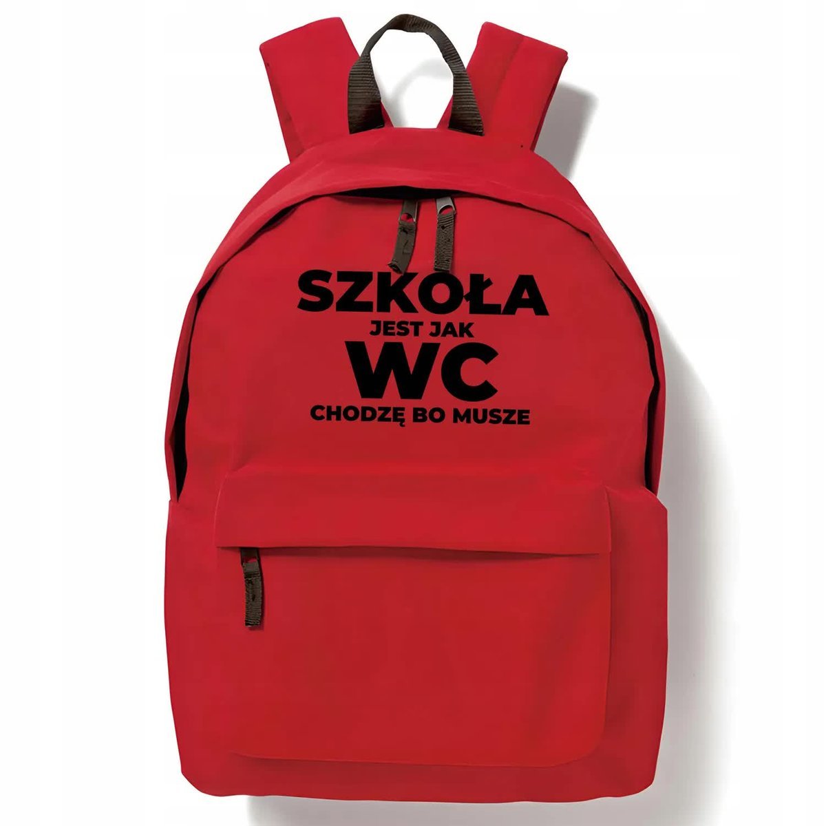 Plecak Szkolny Czerwony SZKOŁA JEST JAK WC Do Szkoły Zabawne Młodzieżowe Wz