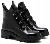 Botki damskie - Czarne botki damskie workery trapery Nessi 24704 skóra lakierowana r.41 - miniaturka - grafika 1