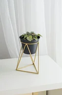 Donice - TAJEMNICZY OGRÓD Osłonka na stojaku metalowym śr. 12 cm czarno-złota MODERN - miniaturka - grafika 1