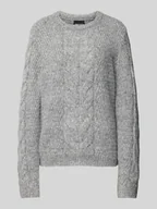 Swetry damskie - Sweter z dzianiny ze ściegiem warkoczowym model ‘NINA’ - miniaturka - grafika 1