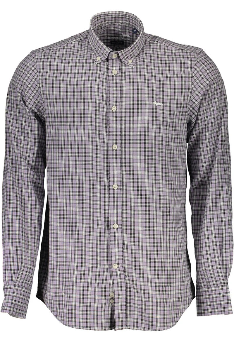 HARMONT & BLAINE KOSZULA Z DŁUGIM RĘKAWEM MĘSKA FIOLETOWA 2XL
