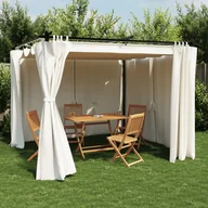 Altany ogrodowe - Altana ogrodowa z zasłonami, kremowa, 3x3 m, stal - miniaturka - grafika 1