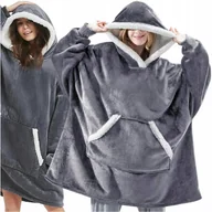 Bluzy damskie - BLUZA KOC OVERSIZE CIEPŁA GRUBA 2W1 XXL KOCOBLUZA FUTRZAK SZLAFROK DUŻA - miniaturka - grafika 1