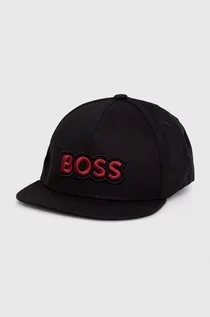 Czapki męskie - Boss Orange czapka z daszkiem bawełniana kolor czarny z aplikacją - grafika 1