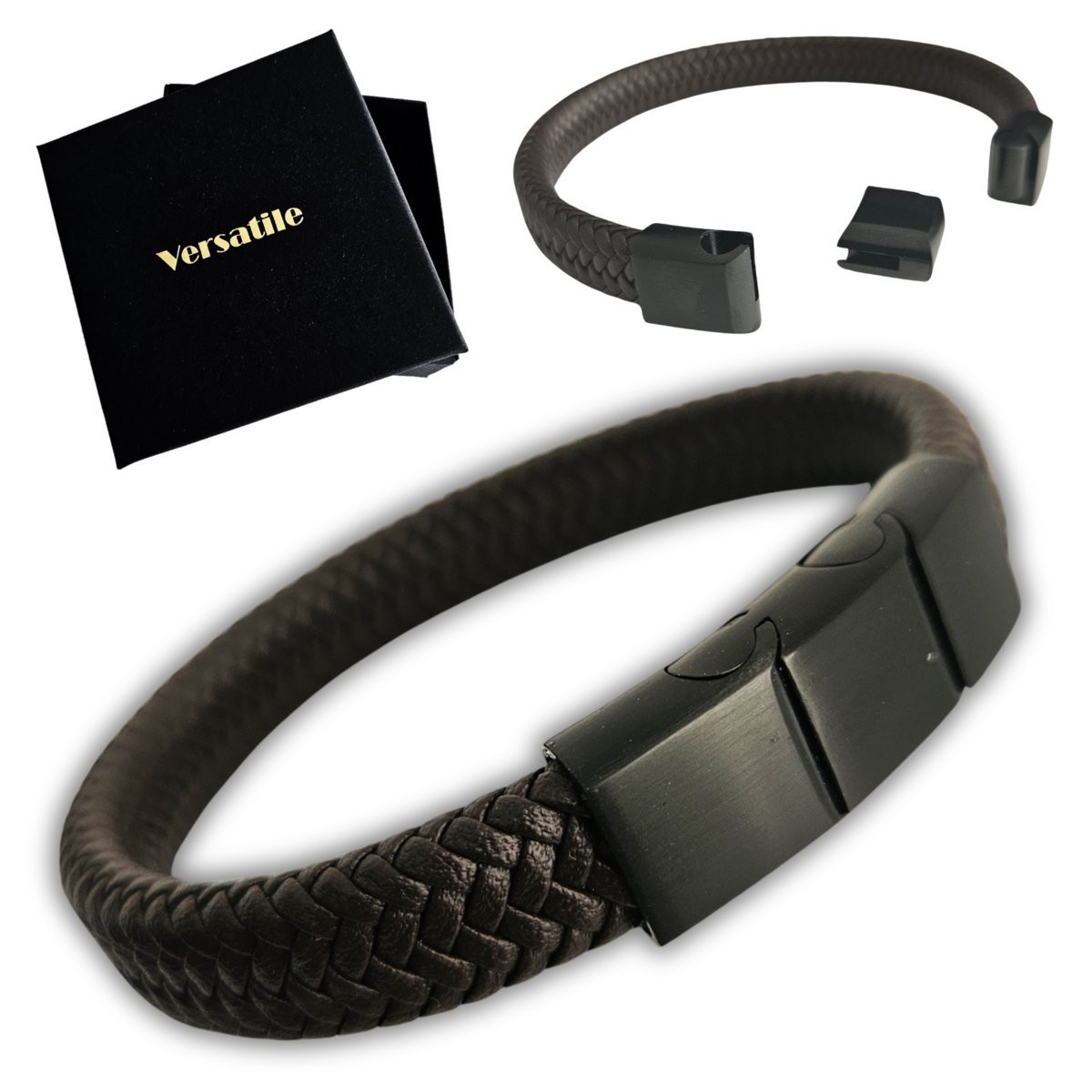 BRĄZOWA, regulowana bransoletka męska Versatile