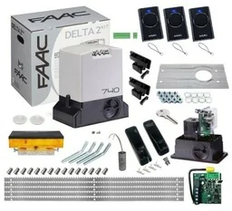 FAAC Zestaw DELTA 2 740 230V do 500 kg + Lampa SŁUPKOWA + Listwa (5 m) - Zestawy do bram - miniaturka - grafika 1