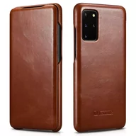 Etui i futerały do telefonów - iCarer Curved Edge Vintage Folio skórzane etui pokrowiec ze skóry naturalnej Samsung Galaxy S20 Ultra brązowy RS992007-BN - miniaturka - grafika 1