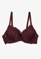 Biustonosze - Ciemnofioletowy Biustonosz o Fasonie Full Cup z Koronką Finedis - Born2be - miniaturka - grafika 1