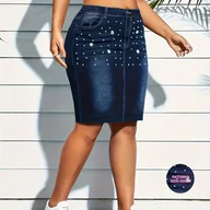 Spódnice - TEMU [Spodnica z nadrukiem - Nie tkanina denimowa] Jiawen rozwija modne, eleganckie i wygodne spódnice z nadrukiem cyfrowym, które imitują wygląd - miniaturka - grafika 1