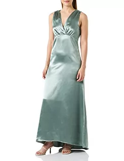 Sukienki - Vila Damska sukienka Visittas V-Neck S/L Maxi Dress-Noos, Green Milieu, 34 - grafika 1