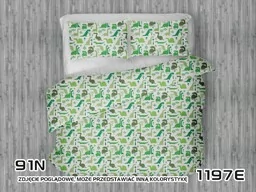 Extrapościel Pościel bawełniana 160x200 1197E biała Dinozaury zielone oliwkowe - Pościel Extrapościel Pościel bawełniana 160x200 1197E biała Dinozaury zielone oliwkowe - Pościel - miniaturka - grafika 1