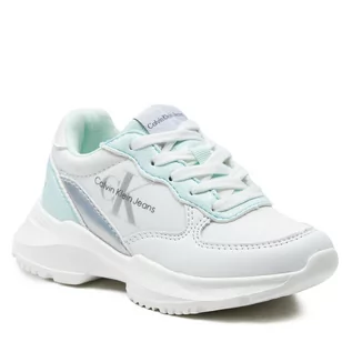 Buty dla dziewczynek - Sneakersy Calvin Klein Jeans V3A9-80807-1695 M White/Aquamarine A166 - grafika 1