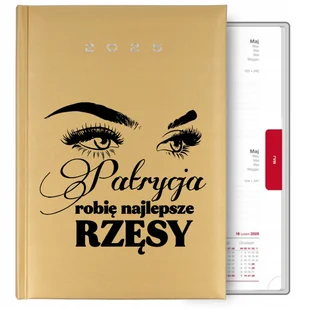 KALENDARZ ZŁOTY PLANER TERMINARZ A5 2025 PREZENT DLA STYLISTKI RZĘS WZORY - Notesy i bloczki - miniaturka - grafika 1