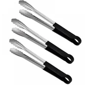 Szczypce do grilla - Szczypce do grillowania, stal nierdzewna, uchwyty antypoślizgowe, do gotowania i grillowania, czarno-srebrne, zestaw 3 szt. - miniaturka - grafika 1