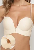 Biustonosze - Beżowy Biustonosz Push Up z Zapięciem z Przodu Beliri - miniaturka - grafika 1