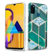 Etui i futerały do telefonów - Pokrowiec Etui Do Huawei P20 LITE 2018 / NOVA 3E w Ciemnozielono Biało Złoty Marmur No. 6 Obudowa Case Cover Silikon Plecki Cadorabo - miniaturka - grafika 1