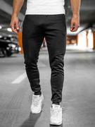 Spodnie sportowe męskie - Czarne spodnie męskie joggery dresowe Denley XW06A - miniaturka - grafika 1