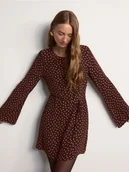 Sukienki - Reserved - Sukienka mini w kropki - brązowy - miniaturka - grafika 1