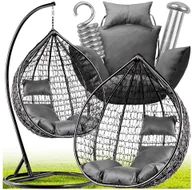 Fotele ogrodowe wiszące - KANZA Fotel WISZĄCY KOKON G537 SZARY - miniaturka - grafika 1