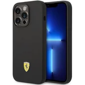 Etui i futerały do telefonów - Etui FERRARI Silicone Metal Logo MagSafe do Apple iPhone 14 Pro Czarny - miniaturka - grafika 1