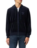 Bluzy męskie - Emporio Armani Męska bluza z zamkiem żakardowym Bold Logo Chenille, morski, XL - miniaturka - grafika 1