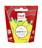 Prezerwatywy - Fair Squared, Prezerwatywy LOVE*R Mix cienkie z wypustkami truskawkowe, Fair Rubber, 3 szt. - miniaturka - grafika 1