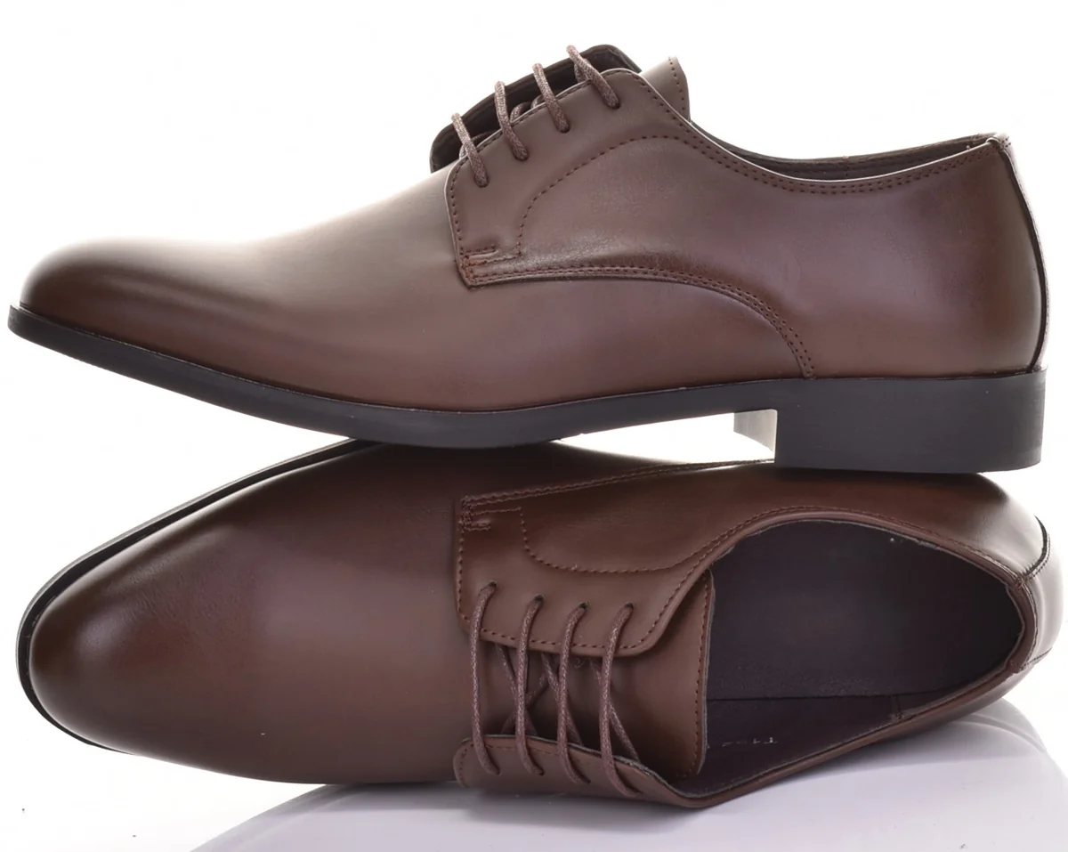 PÓŁBUTY MĘSKIE SKÓRZANE ELEGANCKIE WYGODNE BUTY WIZYTOWE KLASYCZNE BRĄZOWE