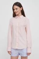 Koszule damskie - Tommy Hilfiger koszula bawełniana damska kolor różowy regular z kołnierzykiem klasycznym - miniaturka - grafika 1