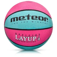 Koszykówka - Meteor Piłka koszykowa Layup 4 różowy/niebieski 07078 - miniaturka - grafika 1