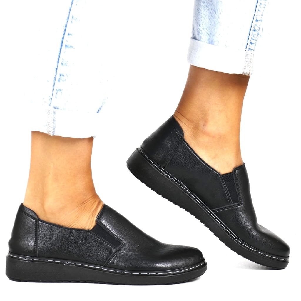 PÓŁBUTY DAMSKIE WSUWANE NA KOTURNIE UNISOFT 5932 CZARNE