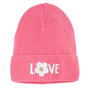 Cool Club, Czapka dziewczęca, prążkowana, koralowa - Czapki dla dzieci - miniaturka - grafika 1