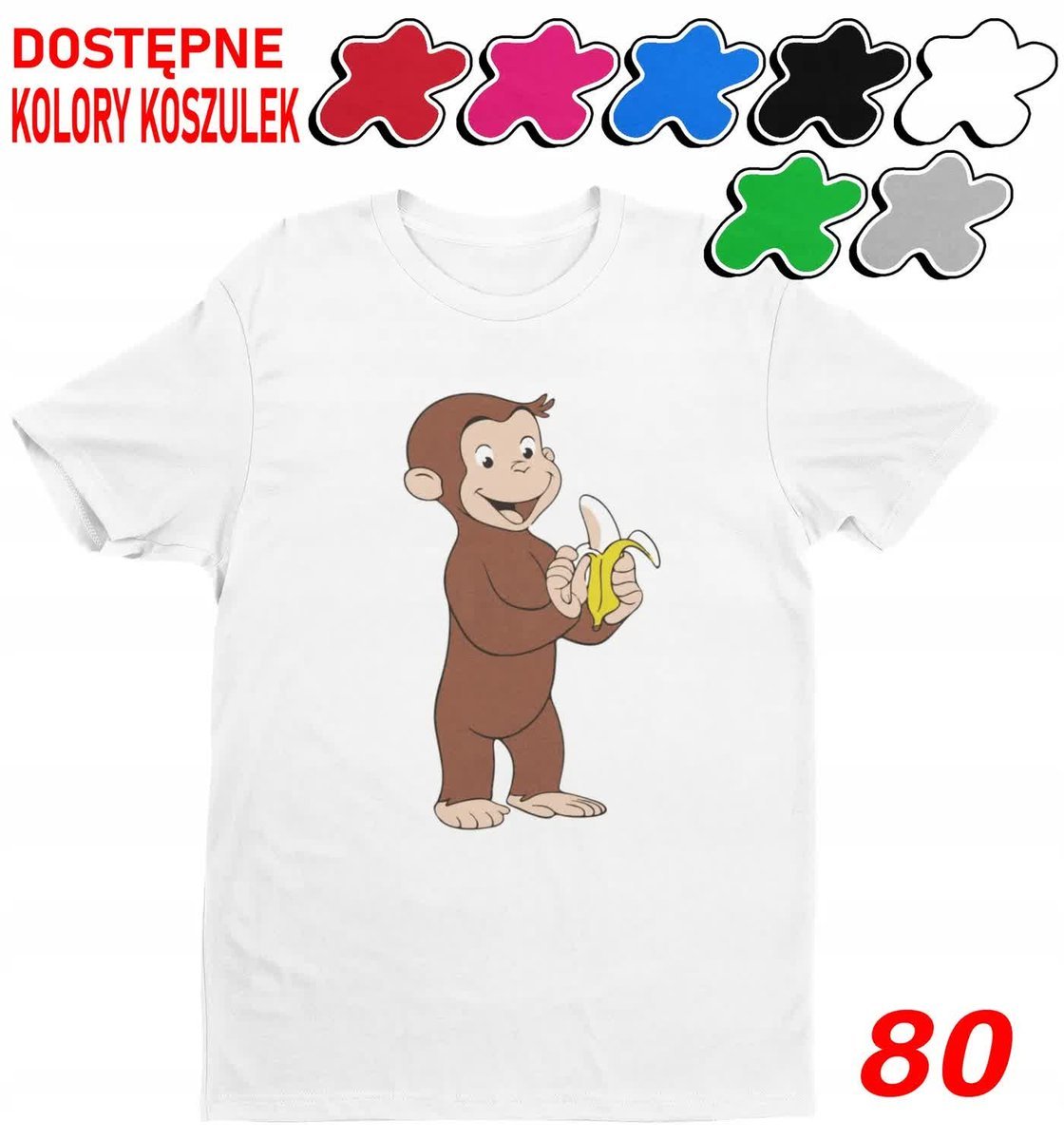 Dziecięca Koszulka Z Nadrukie Duży Wybór Ciekawski George Małpka- S 122-128