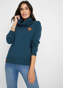 Sweter z dzianiny o splocie drobnych oczek, z szerokim golfem - bonprix - Swetry damskie - miniaturka - grafika 1