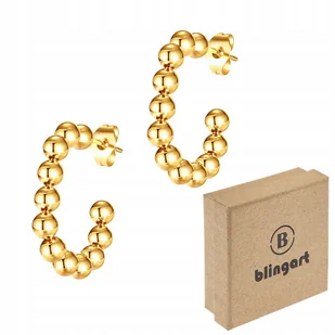 BLINGART Kolczyki z kuleczkami BUBBLE otwarte POZŁACANE sztyfty STALOWE - Kolczyki - miniaturka - grafika 1