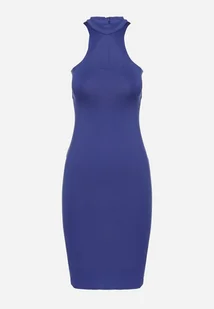 Niebieska Dopasowana Sukienka Bez Rękawów z Wycięciem przy Dekolcie Galoriena - Sukienki - miniaturka - grafika 1