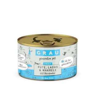 GRAU Adult bez zbóż, 6 x 200 g - Indyk, łosoś, makrela - Mokra karma dla kotów - miniaturka - grafika 2