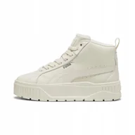 Sneakersy damskie - Sneakersy damskie Puma Karmen II Mid sportowe skórzane za kostkę beżowe - miniaturka - grafika 1