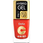 Pozostałe kosmetyki - Delia Cosmetics Coral Hybrid Gel Emalia do paznokci nr 14 pomarańczowa czerwień 11ml - miniaturka - grafika 1