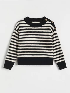 Swetry dla dziewczynek - Reserved - Strukturalny sweter w paski - wielobarwny - grafika 1