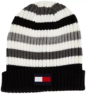 Tommy Hilfiger męska Czapka męska Striped Ribbed Beanie, Szary melanżowy, rozmiar uniwersalny - Czapki męskie - miniaturka - grafika 1