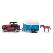 Samochody i pojazdy dla dzieci - Siku Jeep z przyczepą dla koni 1651 - miniaturka - grafika 1