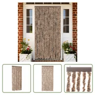 Zasłony - The Living Store Zasłona Muchowa Beżowo-Ciemnobrązowa 90x220 cm Szenilowa - miniaturka - grafika 1