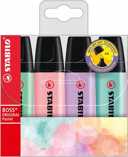 Stabilo Zakreślacz BOSS ETUI 4 sztuki PASTEL - Zakreślacze - miniaturka - grafika 1