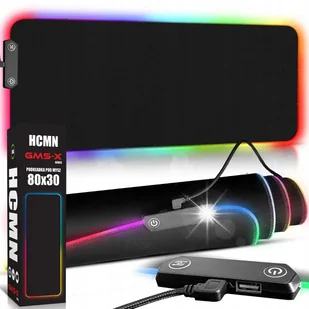 DUŻA PODKŁADKA POD MYSZKĘ GAMINGOWA PODŚWIETLANA RGB HUB USB XXL 80x30cm - Podkładki pod mysz - miniaturka - grafika 1