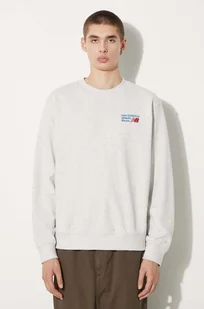 New Balance bluza bawełniana Athletics Premium Logo Crew męska kolor szary z aplikacją MT41547AHH - Bluzy męskie - miniaturka - grafika 1