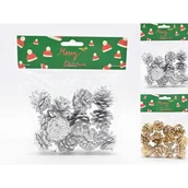 Ozdoby bożonarodzeniowe - Szyszka dekoracyjna 16 x 15 cm 12 sztuk srebrny / złoty - miniaturka - grafika 1